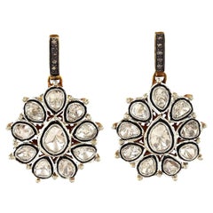 Pendientes de diamantes talla rosa estilo antiguo de 3,27 quilates