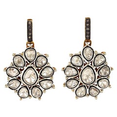 Boucles d'oreilles de style ancien en diamants taille rose de 3,27 carats