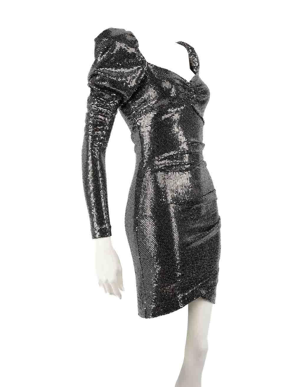 CONDITION is Never worn, with tags. No visible wear to dress is evident on this new Aniye By designer resale item.
 
 
 
 Details
 
 
 Silver
 
 Synthetic
 
 Dress
 
 Mini
 
 Metallic sequin embellishment
 
 Shoulder pads
 
 Sweetheart neckline
 
