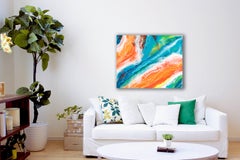 Flow 1 di Anja Becker - Pittura astratta contemporanea con resina su legno