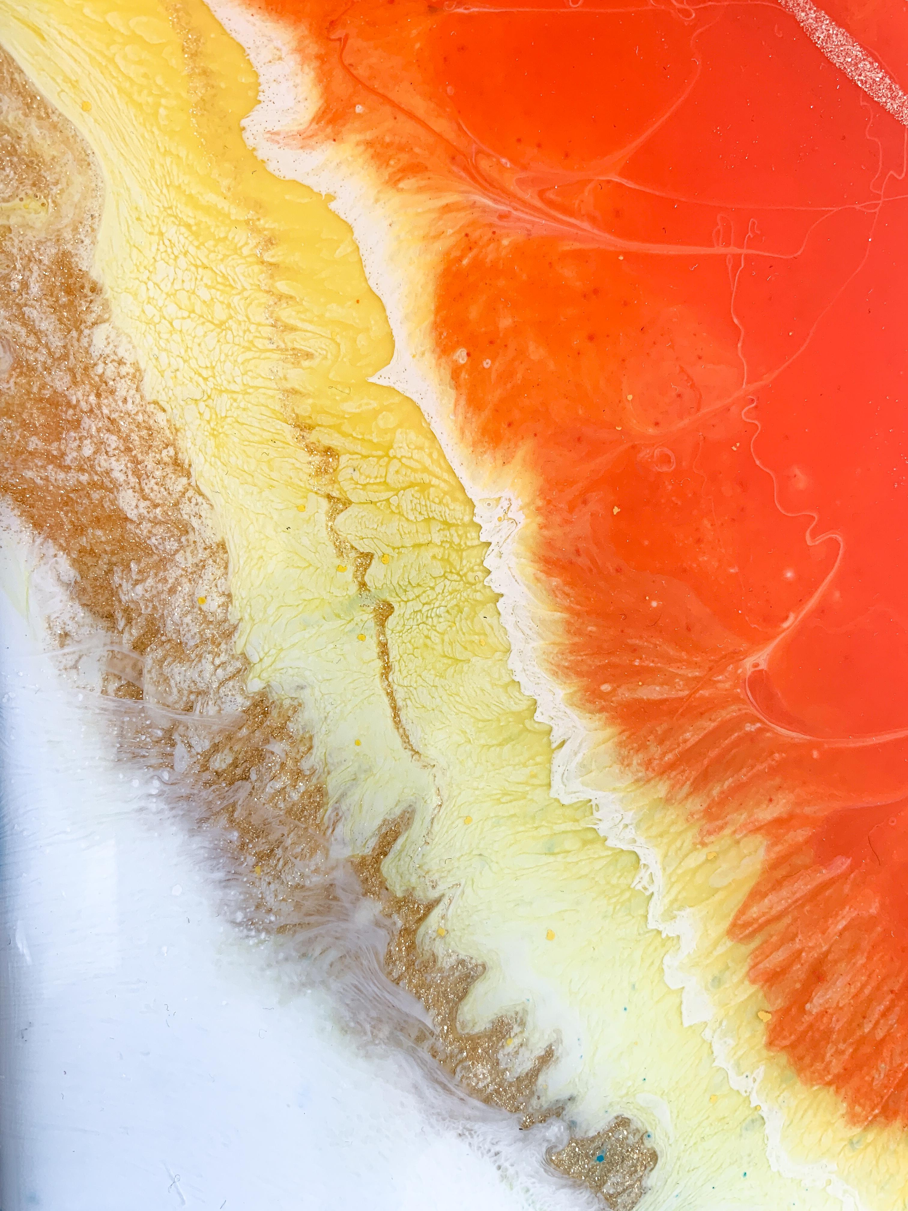 Flow 1 by Anja Becker - Abstract contemporary painting with Resin on wood For Sale 6
