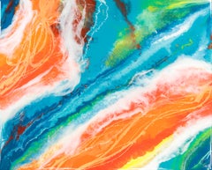Flow 1 by Anja Becker - Abstract contemporary painting with Resin on wood
