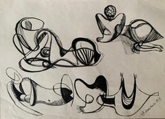 German school surrealist erotic drawing, Circa 1950.