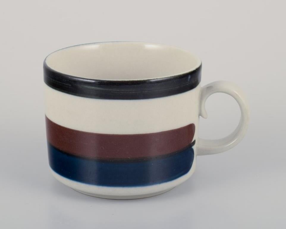 Finnish Anja Jaatinen-Winquist for Arabia. Set of five ”Kaira” teacups and saucers For Sale
