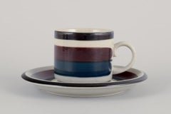 Anja Jaatinen-Winquist for Arabia. Set of four "Kaira" coffee cups with saucers