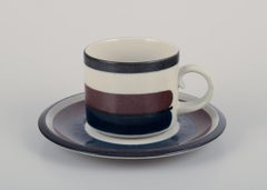 Anja Jaatinen-Winquist for Arabia.  Six "Kaira" coffee cups with saucers.