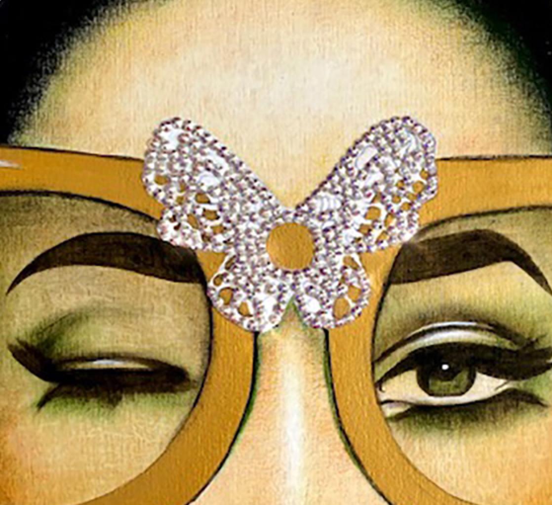 Blinking Butterfly_Anja Van Herle_Acryl/Swarovski-Kristallen auf Tafel_Figurative im Angebot 6