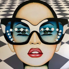 Checkerboard Blues, 2022_Anja Van Herle_Acrylic on Panel_Figurative/Pop Portrait