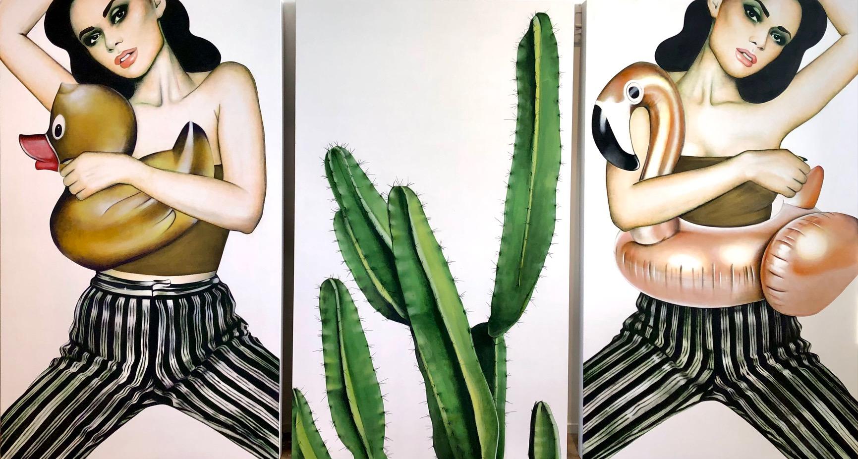 Desert Darlings (Triptych)_Anja Van Herle_Acrylic, Acrylic on Panel_Figurative