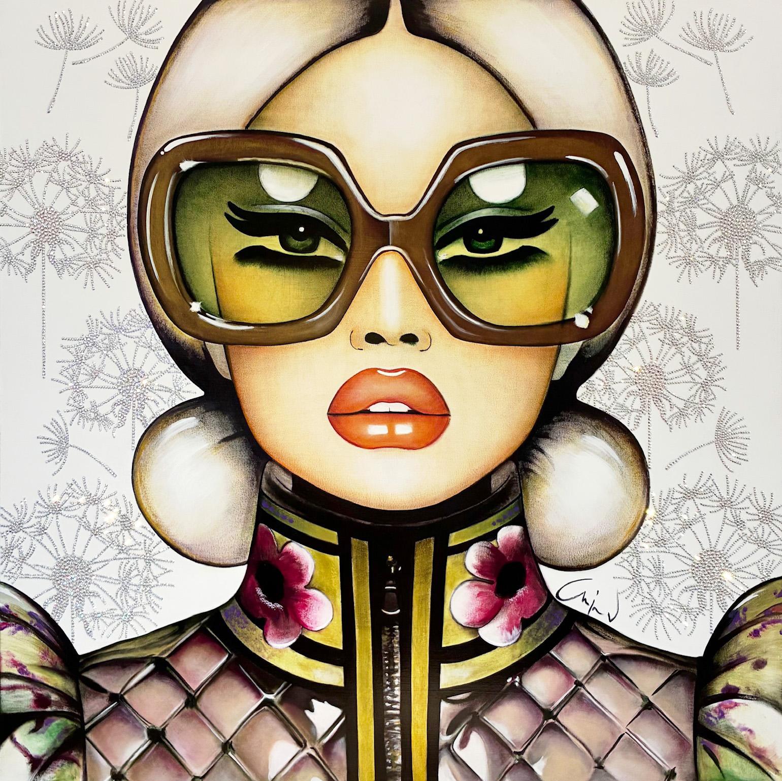Female Figurative Portrait, Sunglasses, Pop, Woman’s Wish by Anja Van Herle