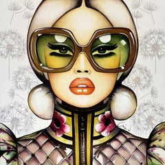 Retrato Figurativo Femenino, Gafas de Sol, Pop, Deseo de Mujer por Anja Van Herle