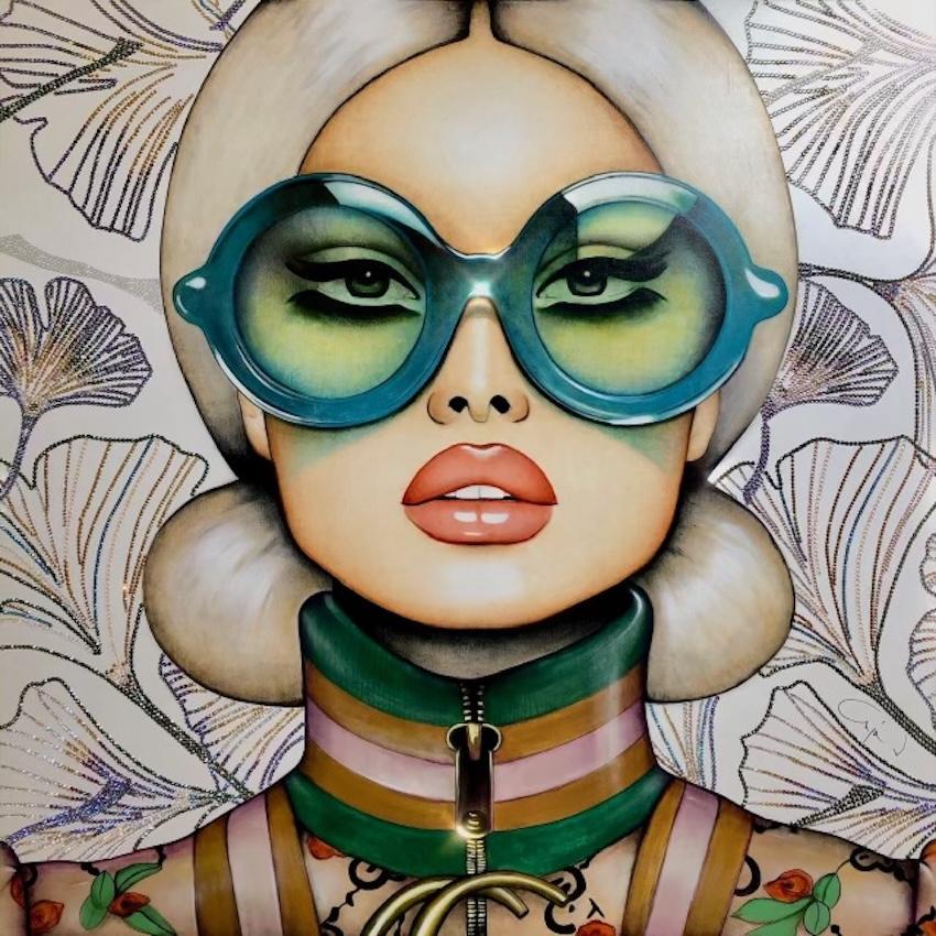 Female Portrait, Sunglasses, Pop, Stylized, Glitter 
Glamour by Anja Van Herle