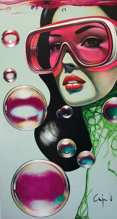 Portrait de femme, eau, pop, stylisé, Diva par Anja Van Herle