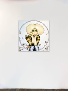 Figurative/Pop/Porträt_Acryl, Swarovski_Fly High Schmetterling, Anja Van Herle