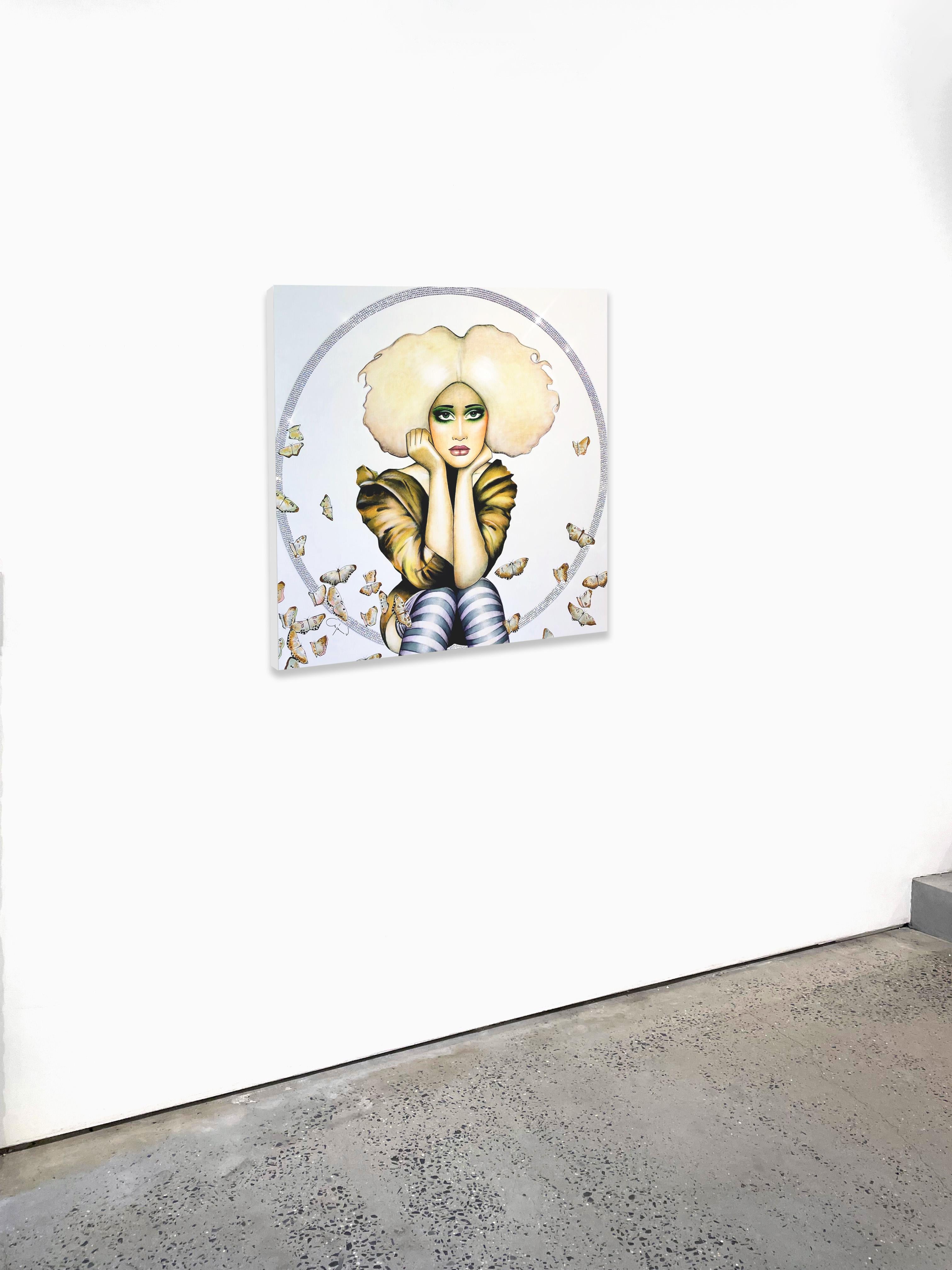 Figuratif/pop/Portrait_Acrylique, Swarovski_Fly High Butterfly, Anja Van Herle en vente 2