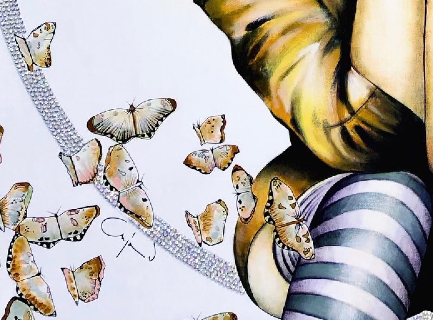 Figuratif/pop/Portrait_Acrylique, Swarovski_Fly High Butterfly, Anja Van Herle en vente 6
