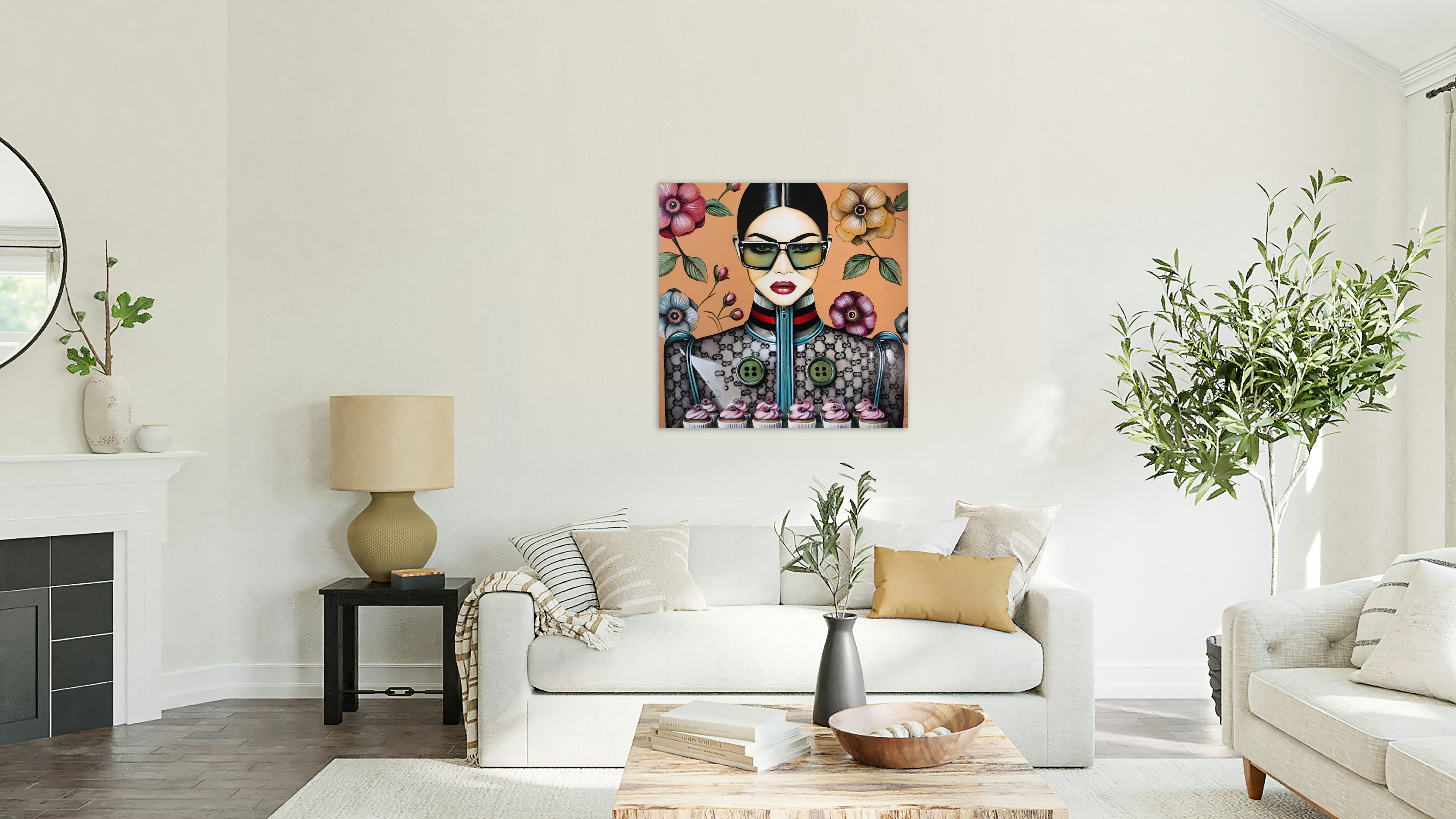 Figurative, Porträt, Sonnenbrille, Pop, Cupcake Couture, Anja Van Herle_Acryl im Angebot 4