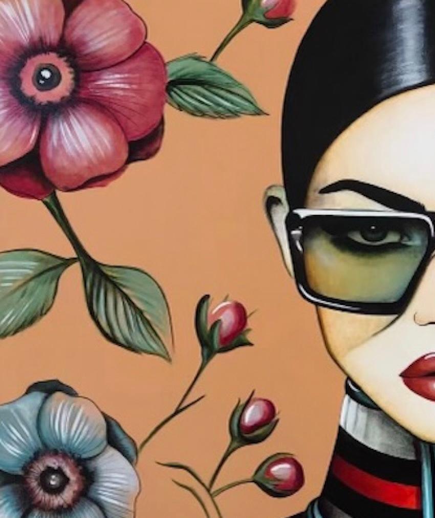 Figurative, Porträt, Sonnenbrille, Pop, Cupcake Couture, Anja Van Herle_Acryl im Angebot 5