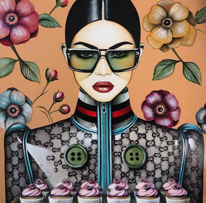 Figurativo, Ritratto, Occhiali da sole, Pop, Cupcake Couture, Anja Van Herle_Acrilico