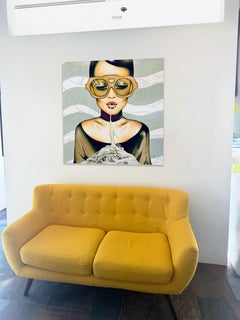 Figurative, Portrait, Sunglasses, Pop, Food, Pasta Princess by Anja Van Herle