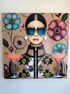 Figurative, Portrait, Lunettes de soleil, Pop, Sip in Style, Anja Van Herle_Acrylique