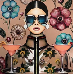 Figurative, Portrait, Lunettes de soleil, Pop, Sip in Style, Anja Van Herle_Acrylique