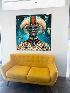 Figurative, Portrait, Sunglasses, Pop, Water, Jellyfish Wish by Anja Van Herle