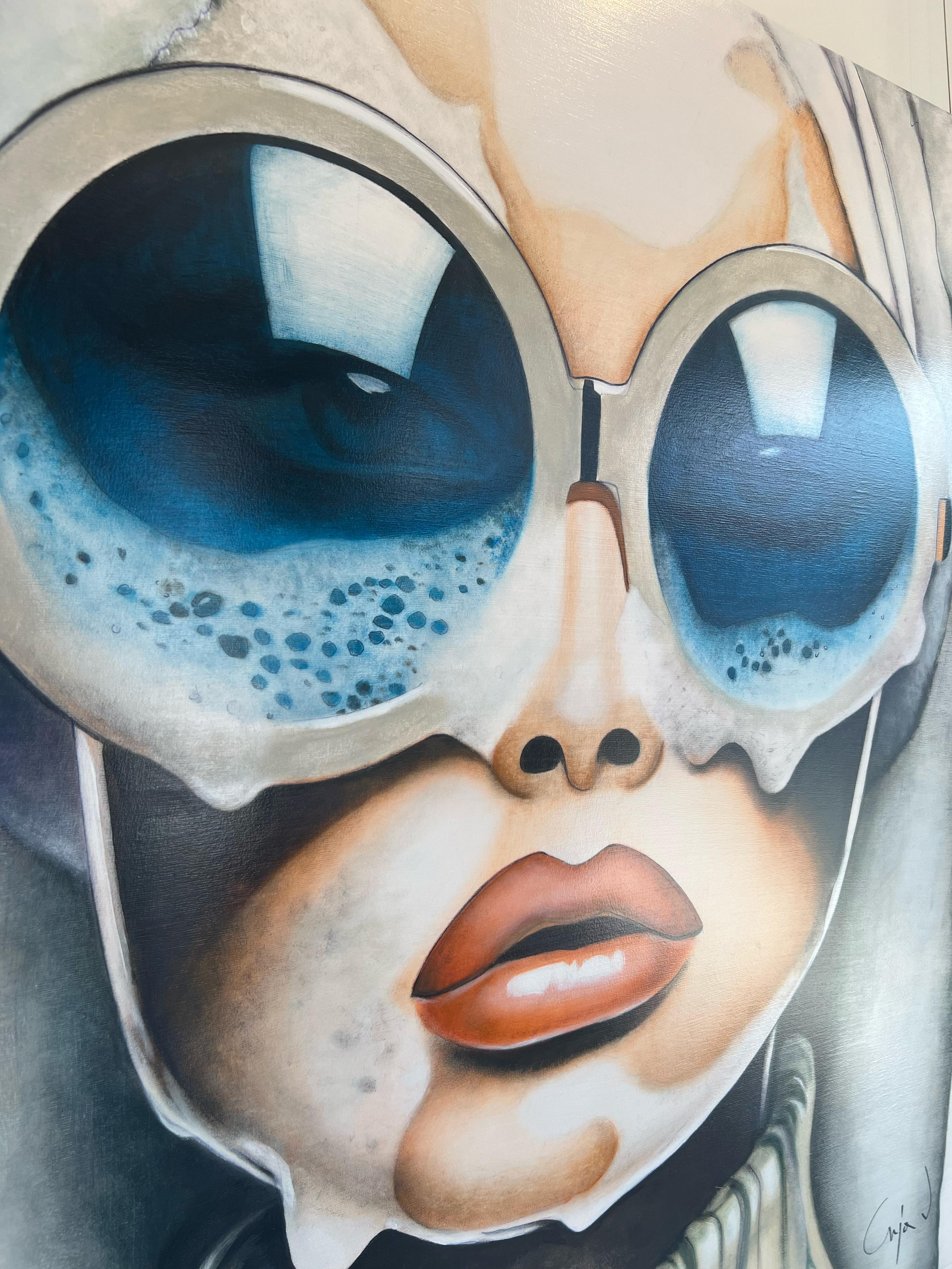 Figurative/Portrait/Sunglasses/Pop_Bubble Bliss, Anja Van Herle_Acrylic For Sale 3