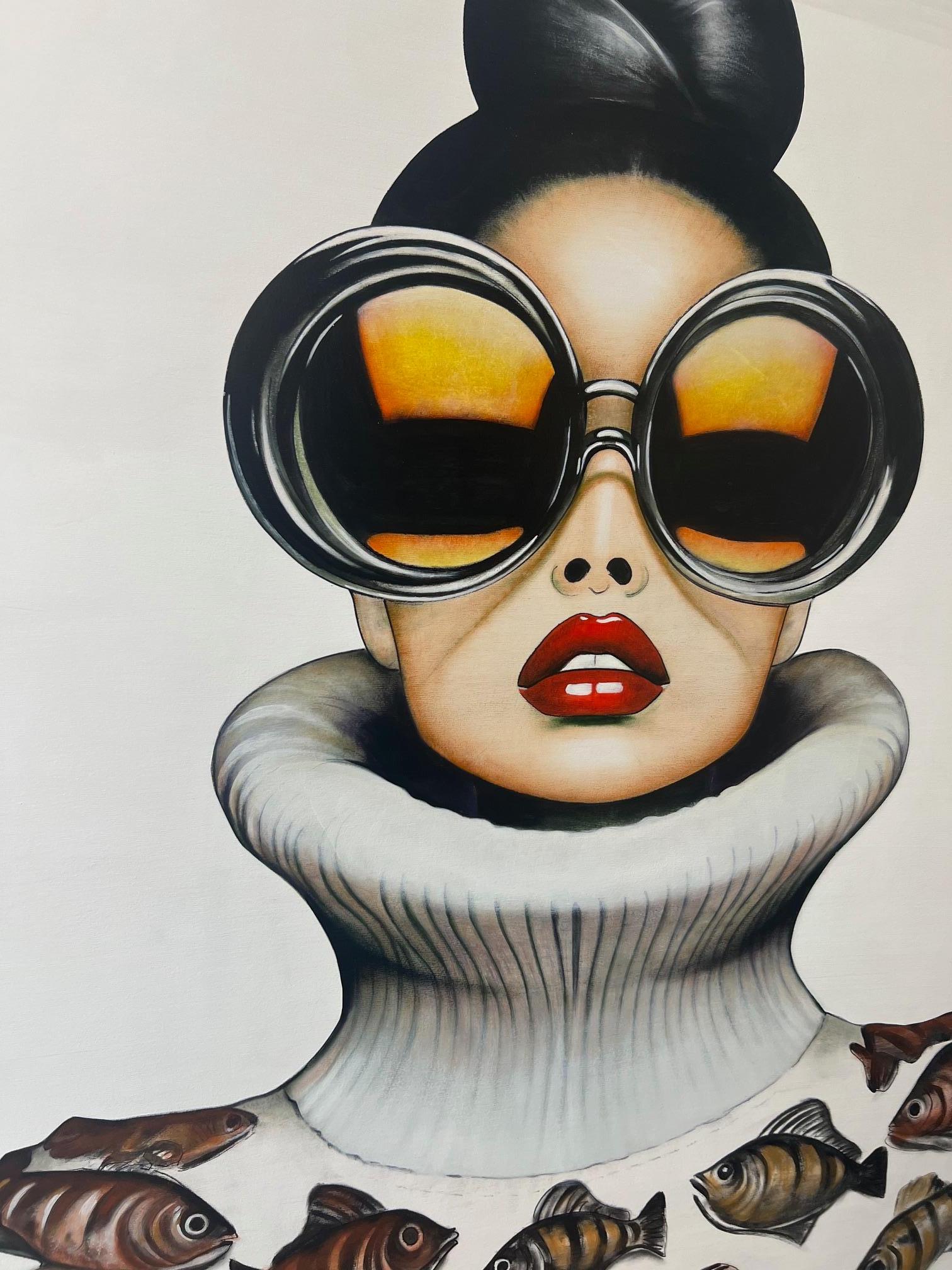 Figurative/Portrait/Sunglasses/Pop_Fishy Fashion, Anja Van Herle_Acrylic, 2024 2