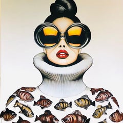 Figurativo/Ritratto/Occhiali da sole/Pop_Fishy Fashion, Anja Van Herle_Acrilico, 2024
