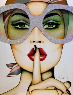 "Hush Hour" - pop art, swarovski crystals, glasses, oversized eyewear,  fashion