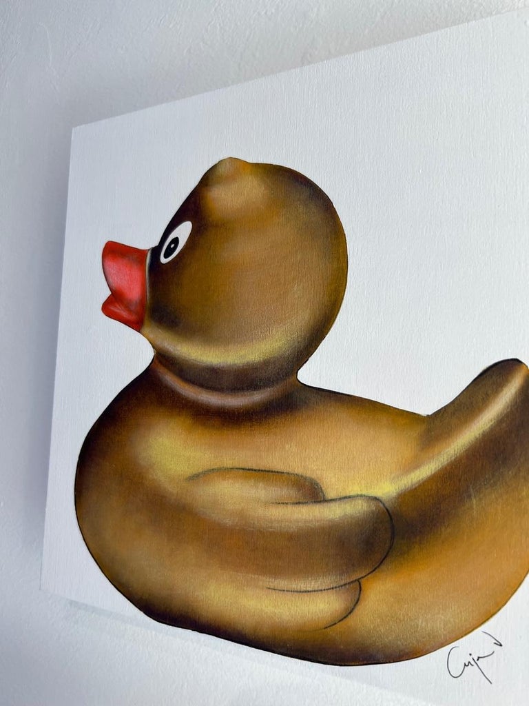 Plucky Duck, 2022_Anja Van Herle_Acrylic on Panel_Pop Art/Disco/ Rubber Duck For Sale 2