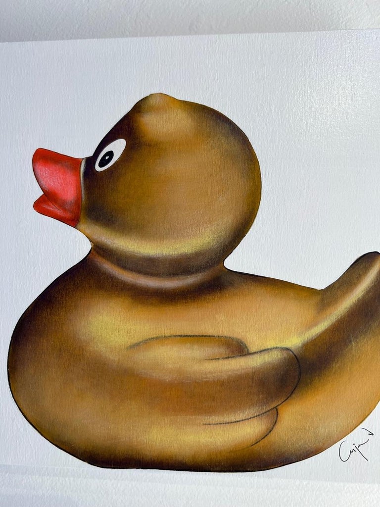 Plucky Duck, 2022_Anja Van Herle_Acrylic on Panel_Pop Art/Disco/ Rubber Duck For Sale 3
