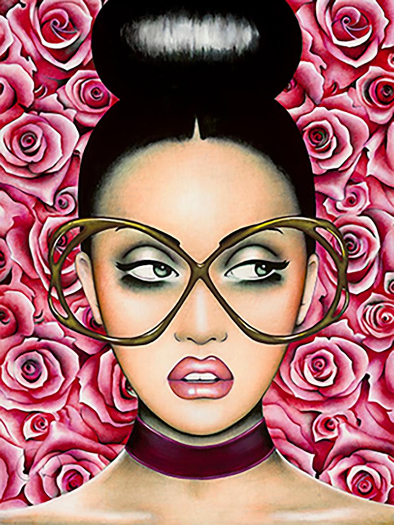 ANJA VAN HERLE
"Rosas Rojas"
Giclée sobre lienzo decorado a mano
48 x 34 pulgadas 

Nacida en Bélgica en 1969, Anja Van Herle combina en sus obras un sentido europeo de la alta costura con un sentido americano de la maravilla. Durante su infancia se
