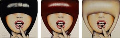 "Too Long Three" by Anja Van Herle, Signed 2015 Triptych of Pop Portraits