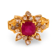 ANJANEY JEWELRY 22k Estate Ruby & Diamond Ring