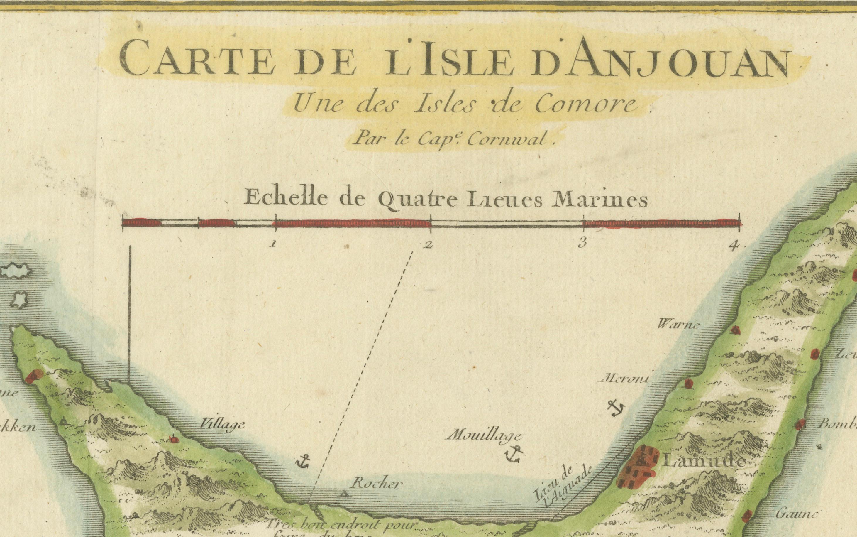 Anjouan Island, Comoros – French Naval Sea Chart by Bellin, c.1765