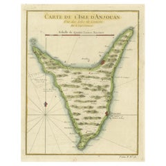 Anjouan Island, Comoros – French Naval Sea Chart by Bellin, c.1765