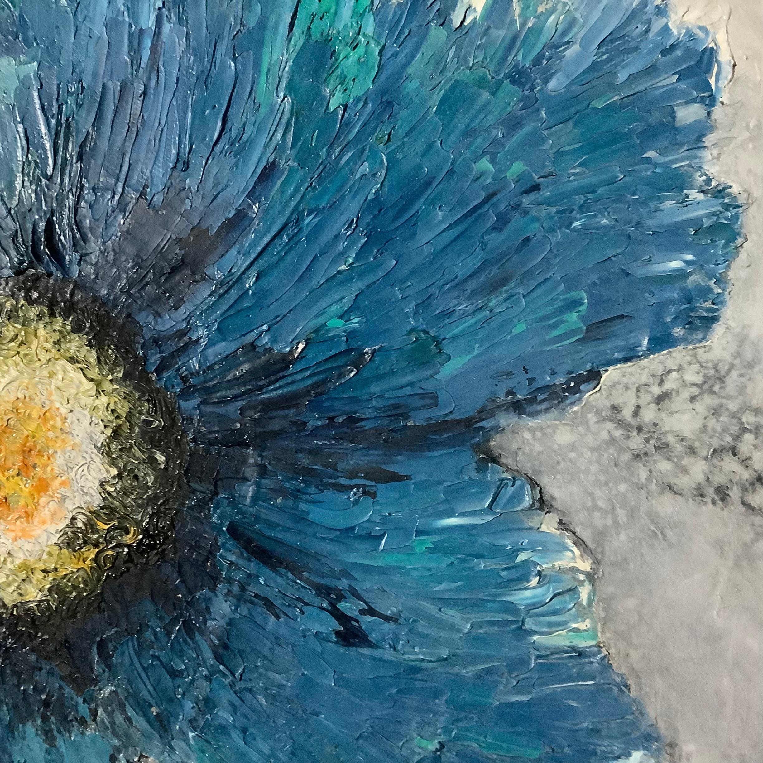 Blaue Mohnblumen – Painting von Anjum Motiwala