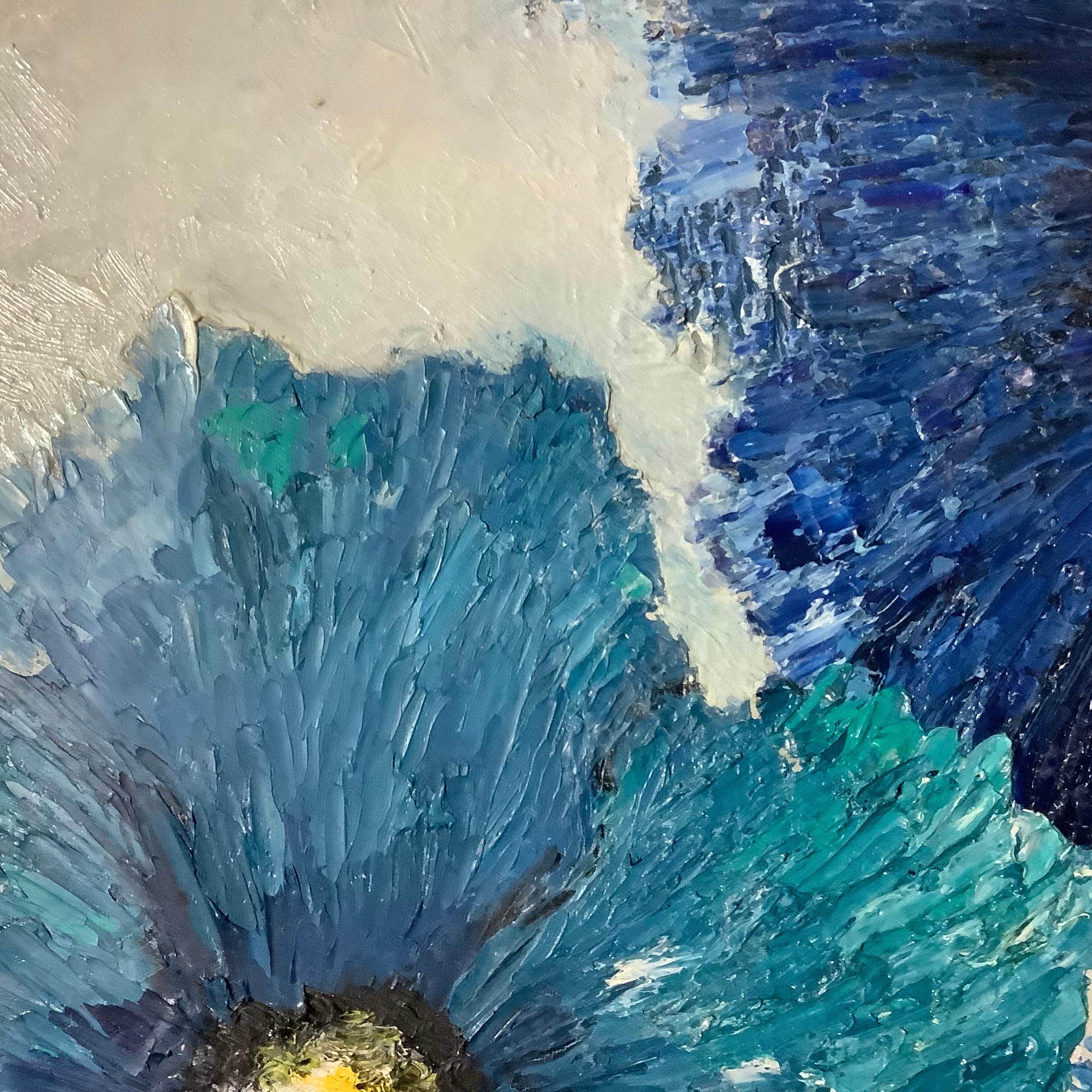 I love to paint the blue poppies as they are truly blue with delicate and fragile petals. The journey of the blue poppy is that of triumph and optimism, that will inspire the viewer to appreciate the uniqueness and ethereal beauty of this special