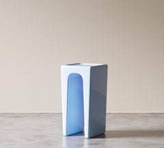 Ank Blue High Gloss Side Table by Hermhaus, Mid-Century Modern