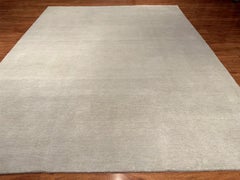 Ankara Modern Hand-Knotted Mohair Rug, Light Gray, 8' x 10', India