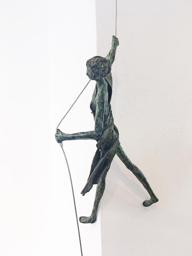 Anke Birnie Figurative Sculpture - Acrobat - Legs on the wall (code 3409)