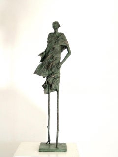 Walking in the Forest - Figurative Sculpture in Bronze: A Whimsical Character
