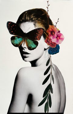"Botanica II" Portrait abstrait contemporain Technique mixte sur panneau Collage