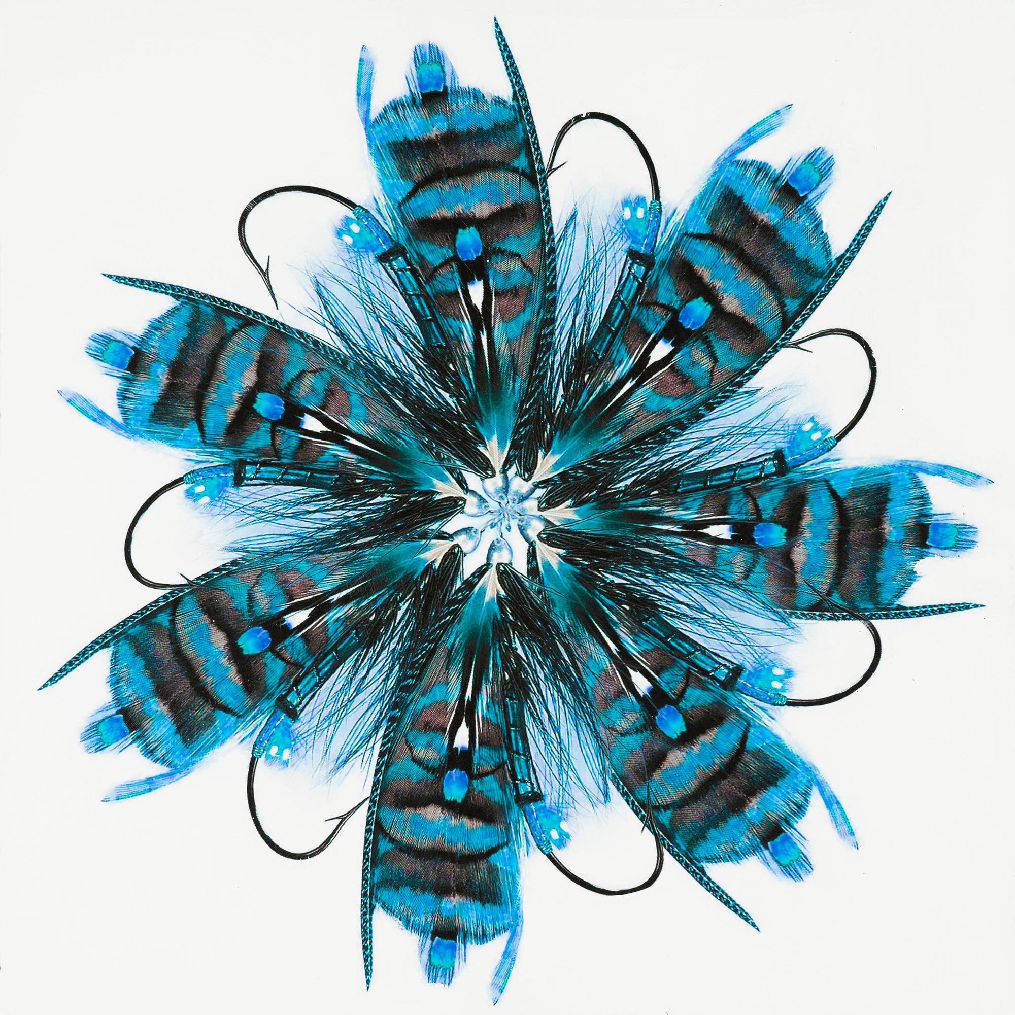 "Mosca 8" Señuelo de pesca contemporáneo Fotocollage Técnica mixta sobre panel - Mixed Media Art de Anke Schofield