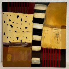 Pittura ad olio modernista a collage a tecnica mista con resina Anke Schofield