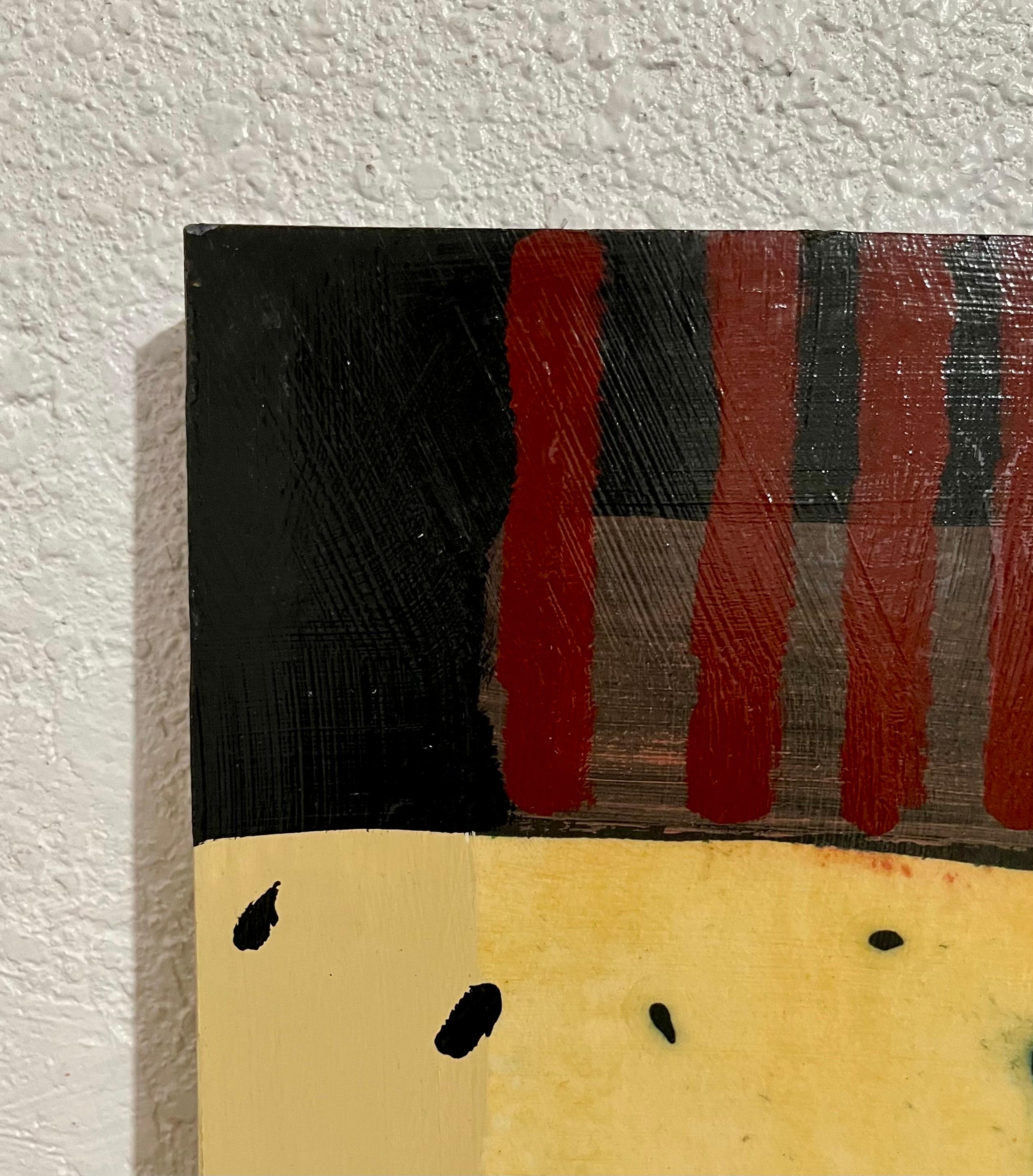 Pittura ad olio modernista a collage a tecnica mista con resina Anke Schofield 2