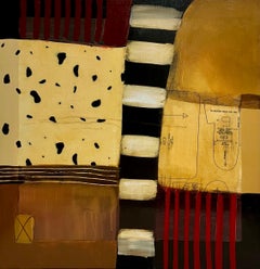 Pittura ad olio modernista a collage a tecnica mista con resina Anke Schofield