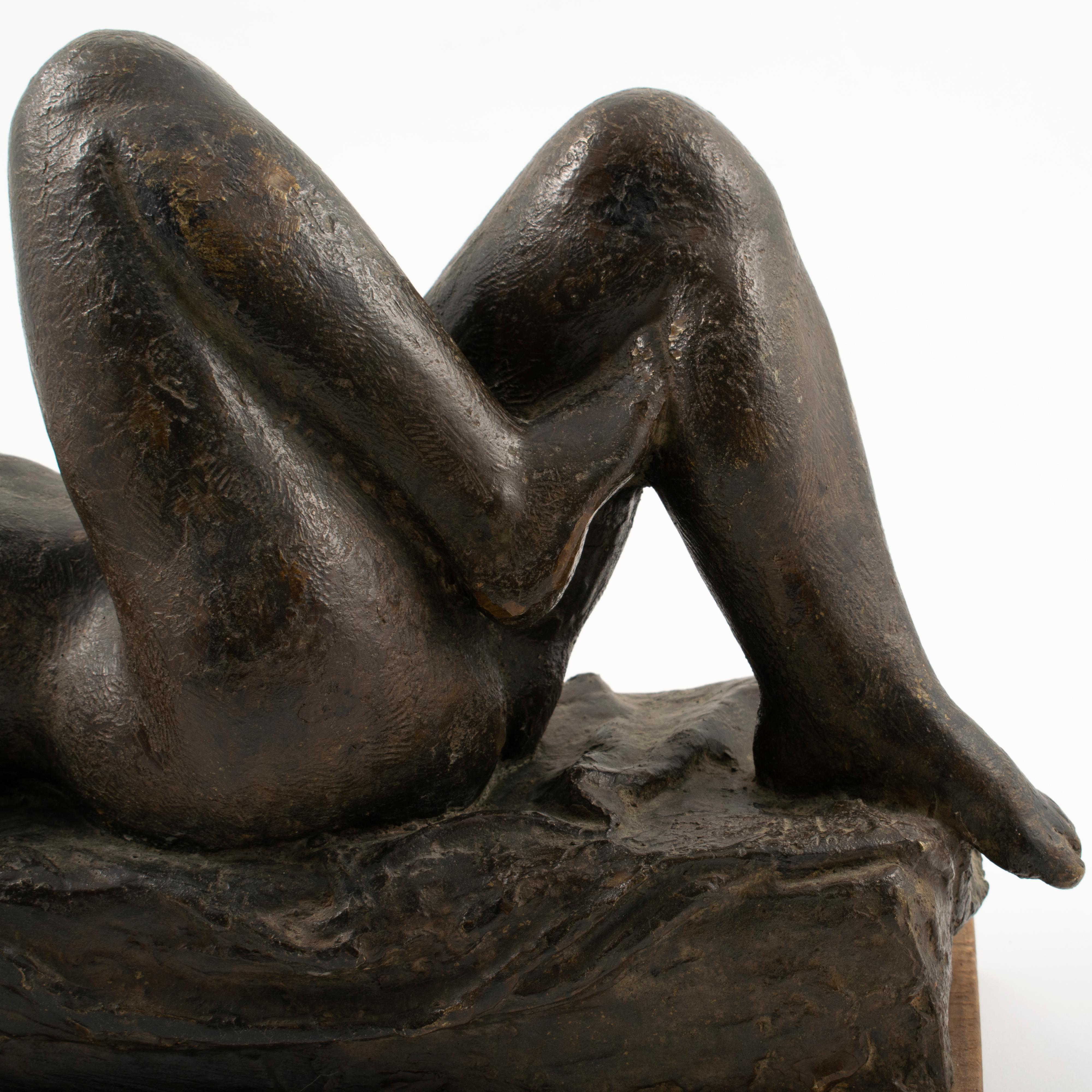 Danish Anker Hoffmann Bronze Sculpture of a Nude Woman Lying Down, Denmark, 1945